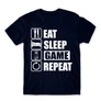 Sötétkék Minecraft férfi rövid ujjú póló - Eat, sleep, game, repeat