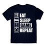 Kép 16/24 - Sötétkék Minecraft férfi rövid ujjú póló - Eat, sleep, game, repeat