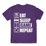 Kép 17/24 - Sötétlila Minecraft férfi rövid ujjú póló - Eat, sleep, game, repeat