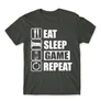 Sötétszürke Minecraft férfi rövid ujjú póló - Eat, sleep, game, repeat