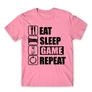Világos rózsaszín Minecraft férfi rövid ujjú póló - Eat, sleep, game, repeat