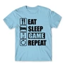 Világoskék Minecraft férfi rövid ujjú póló - Eat, sleep, game, repeat