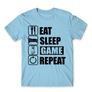 Kép 22/24 - Világoskék Minecraft férfi rövid ujjú póló - Eat, sleep, game, repeat