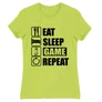 Almazöld Minecraft női rövid ujjú póló - Eat, sleep, game, repeat