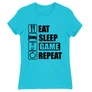Atollkék Minecraft női rövid ujjú póló - Eat, sleep, game, repeat
