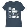 Denim Minecraft női rövid ujjú póló - Eat, sleep, game, repeat