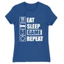 Királykék Minecraft női rövid ujjú póló - Eat, sleep, game, repeat