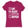 Pink Minecraft női rövid ujjú póló - Eat, sleep, game, repeat