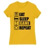 Sárga Minecraft női rövid ujjú póló - Eat, sleep, game, repeat