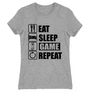 Sportszürke Minecraft női rövid ujjú póló - Eat, sleep, game, repeat
