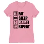 Világos rózsaszín Minecraft női rövid ujjú póló - Eat, sleep, game, repeat