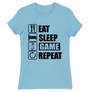 Világoskék Minecraft női rövid ujjú póló - Eat, sleep, game, repeat