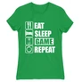 Zöld Minecraft női rövid ujjú póló - Eat, sleep, game, repeat