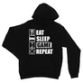 Fekete Minecraft unisex kapucnis pulóver - Eat, sleep, game, repeat