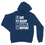Királykék Minecraft unisex kapucnis pulóver - Eat, sleep, game, repeat