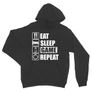 Sötétszürke Minecraft unisex kapucnis pulóver - Eat, sleep, game, repeat