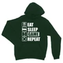 Sötétzöld Minecraft unisex kapucnis pulóver - Eat, sleep, game, repeat