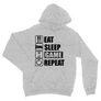 Sportszürke Minecraft unisex kapucnis pulóver - Eat, sleep, game, repeat