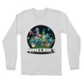 Fehér Minecraft férfi hosszú ujjú póló - Kerek Minecraft logó 2