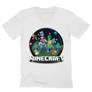 Fehér Minecraft férfi V-nyakú póló - Kerek Minecraft logó 2 