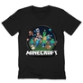 Kép 5/12 - Fekete Minecraft férfi V-nyakú póló - Kerek Minecraft logó 2 