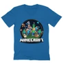 Királykék Minecraft férfi V-nyakú póló - Kerek Minecraft logó 2 
