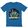Kép 6/12 - Királykék Minecraft férfi V-nyakú póló - Kerek Minecraft logó 2 
