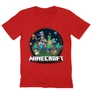 Kép 1/12 - Piros Minecraft férfi V-nyakú póló - Kerek Minecraft logó 2 