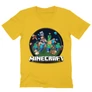 Sárga Minecraft férfi V-nyakú póló - Kerek Minecraft logó 2 