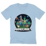 Világoskék Minecraft férfi V-nyakú póló - Kerek Minecraft logó 2 