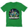 Zöld Minecraft férfi V-nyakú póló - Kerek Minecraft logó 2 