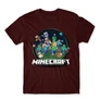 Bordó Minecraft férfi rövid ujjú póló - Kerek Minecraft logó II.