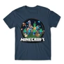 Denim Minecraft férfi rövid ujjú póló - Kerek Minecraft logó II.