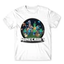 Fehér Minecraft férfi rövid ujjú póló - Kerek Minecraft logó II.