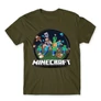 Khaki Minecraft férfi rövid ujjú póló - Kerek Minecraft logó II.