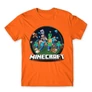 Narancs Minecraft férfi rövid ujjú póló - Kerek Minecraft logó II.