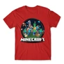 Piros Minecraft férfi rövid ujjú póló - Kerek Minecraft logó II.