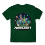 Sötétzöld Minecraft férfi rövid ujjú póló - Kerek Minecraft logó II.