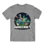 Sportszürke Minecraft férfi rövid ujjú póló - Kerek Minecraft logó II.