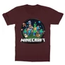 Bordó Minecraft gyerek rövid ujjú póló - Kerek Minecraft logó II.