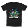 Fekete Minecraft gyerek rövid ujjú póló - Kerek Minecraft logó II.