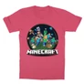 Pink Minecraft gyerek rövid ujjú póló - Kerek Minecraft logó II.