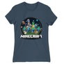 Denim Minecraft női rövid ujjú póló - Kerek Minecraft logó 2