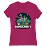 Pink Minecraft női rövid ujjú póló - Kerek Minecraft logó 2