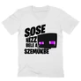 Fehér Minecraft férfi V-nyakú póló - Sose nézz bele a szemükbe – Enderman