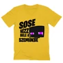 Sárga Minecraft férfi V-nyakú póló - Sose nézz bele a szemükbe – Enderman