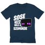 Sötétkék Minecraft férfi V-nyakú póló - Sose nézz bele a szemükbe – Enderman