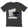 Sötétszürke Minecraft férfi V-nyakú póló - Sose nézz bele a szemükbe – Enderman