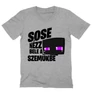 Sportszürke Minecraft férfi V-nyakú póló - Sose nézz bele a szemükbe – Enderman