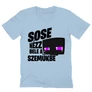 Világoskék Minecraft férfi V-nyakú póló - Sose nézz bele a szemükbe – Enderman